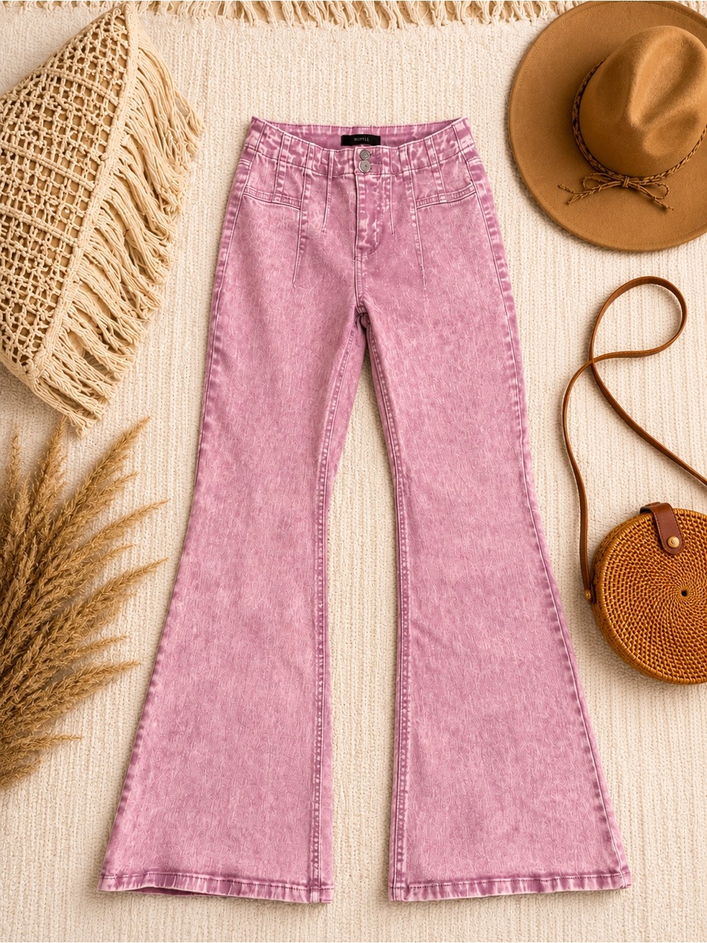 Forever 21 Washed Pink High-Rise Flare Jeans